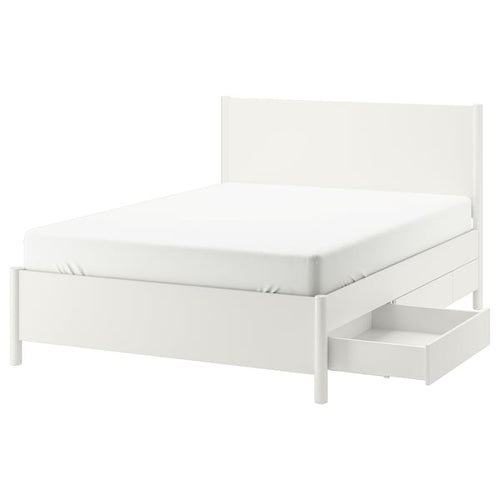 TONSTAD - Bed frame with storage, off-white/Lindbåden,160x200 cm