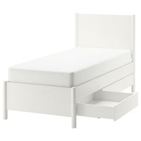 TONSTAD - Bed frame with storage, off-white/Lindbåden,90x200 cm