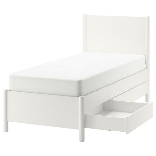 TONSTAD - Bed frame with storage, off-white/Lönset,90x200 cm