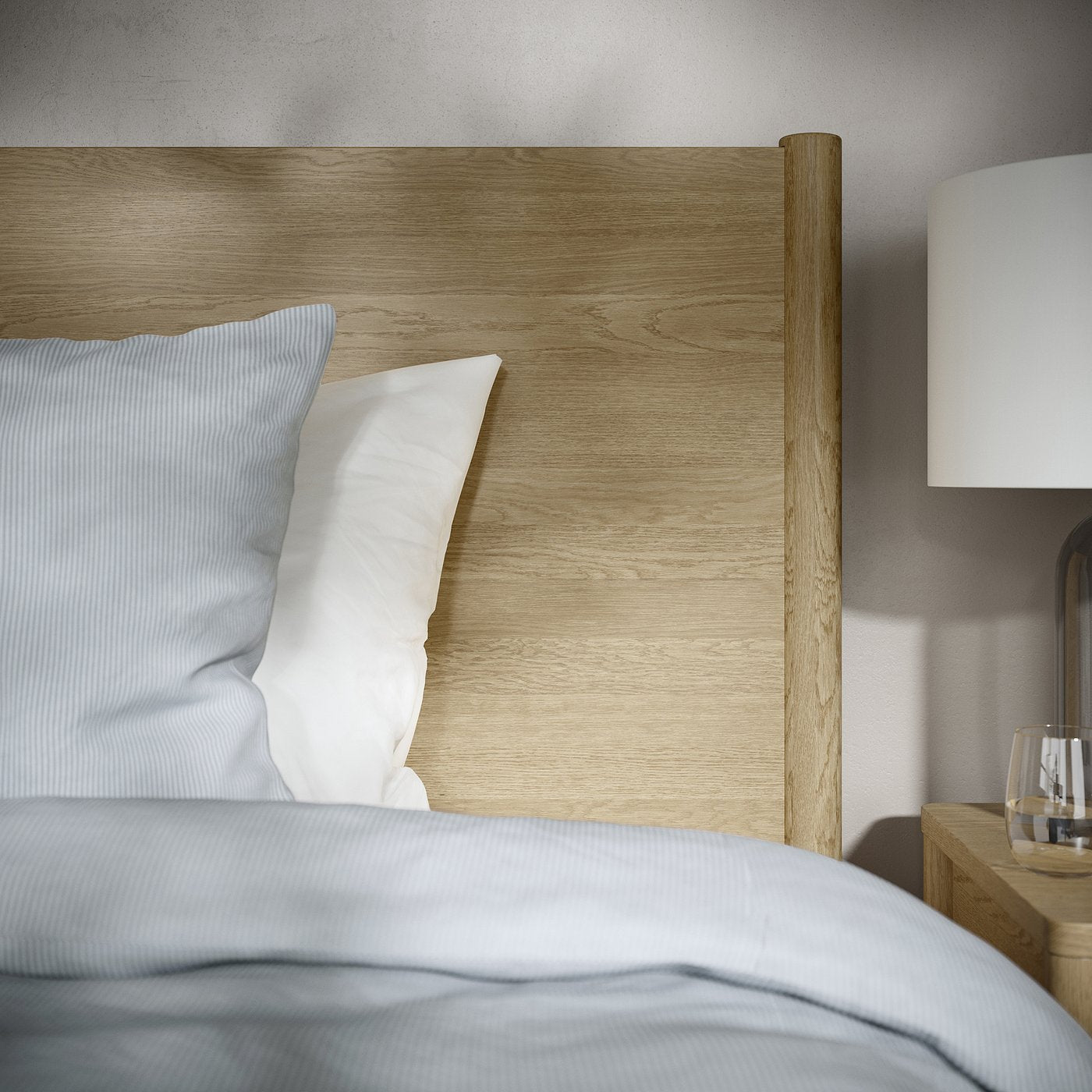 TONSTAD bed frame, oak veneer/Luröy, 140x200 cm