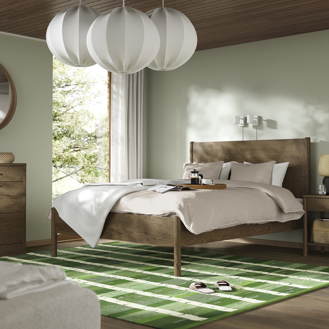 TONSTAD bed frame, brown stained oak veneer, 200x150 cm