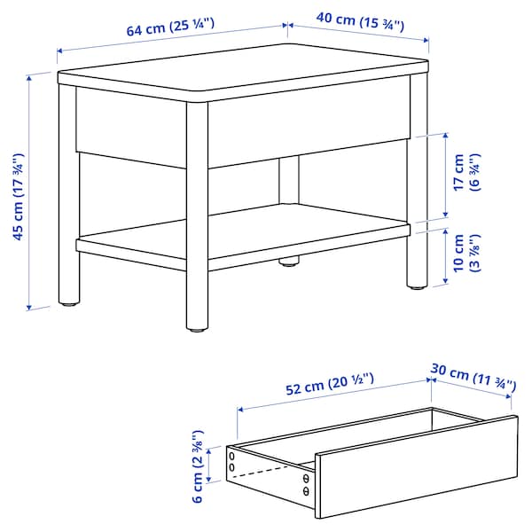 TONSTAD - Side table, off-white, 64x40 cm