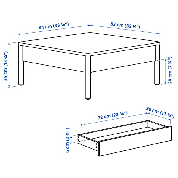 TONSTAD - TONSTAD Coffee table, brown stained oak veneer, 84x82 cm