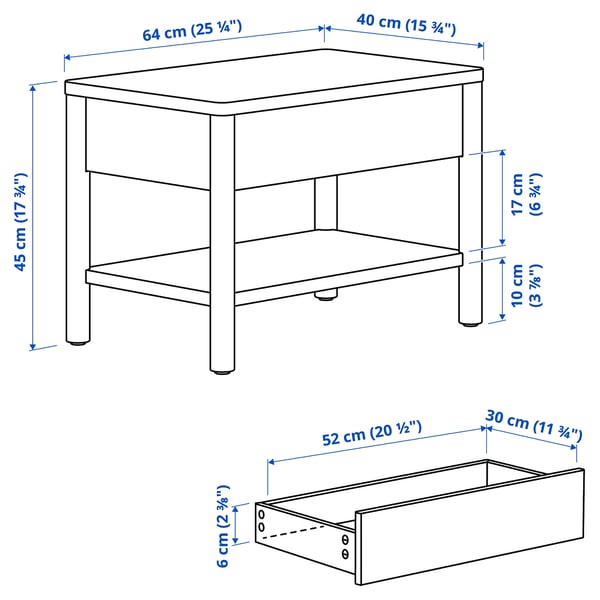TONSTAD side table, brown stained oak veneer, 64x40 cm