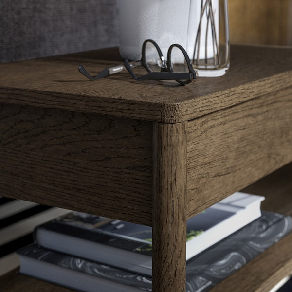 TONSTAD - Side table, brown stained oak veneer, 64x40 cm