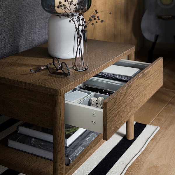 TONSTAD side table, brown stained oak veneer, 64x40 cm