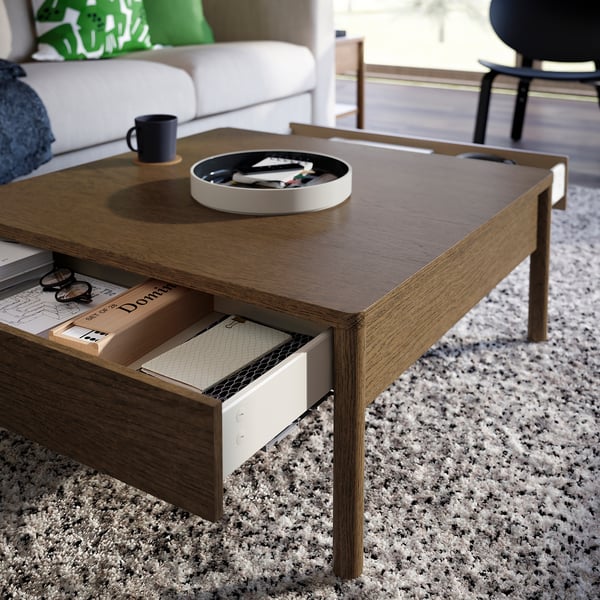 TONSTAD - TONSTAD Coffee table, brown stained oak veneer, 84x82 cm