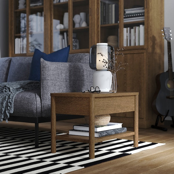 TONSTAD - Side table, brown stained oak veneer, 64x40 cm