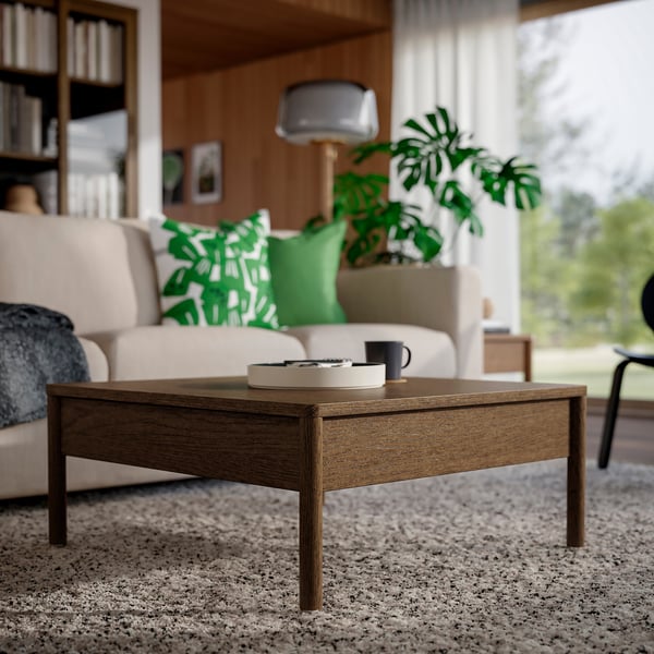 TONSTAD - TONSTAD Coffee table, brown stained oak veneer, 84x82 cm