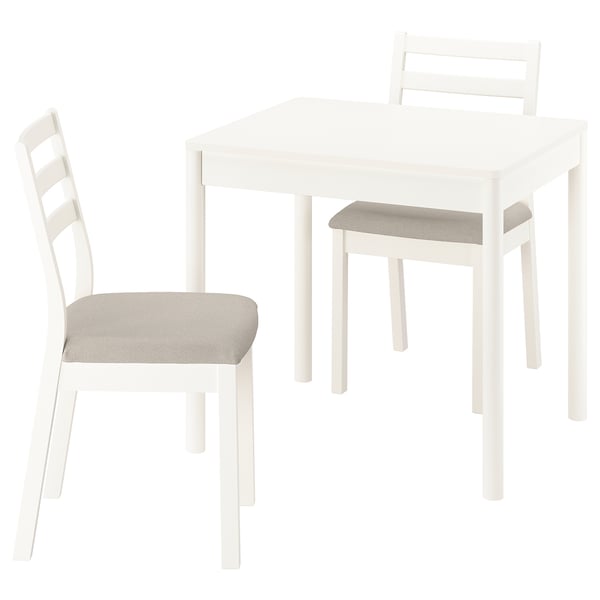 TONSTAD / TONSTAD table and 2 chairs, off-white/off-white Fridtuna light beige, 80/120x70 cm