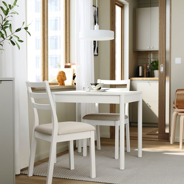 TONSTAD / TONSTAD table and 2 chairs, off-white/off-white Fridtuna light beige, 80/120x70 cm