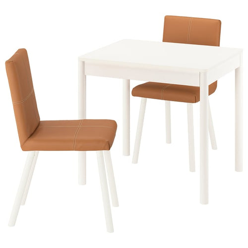 TONSTAD / TONSTAD Table and 2 chairs, off-white/Bomstad ochre brown white, 80/120x70 cm