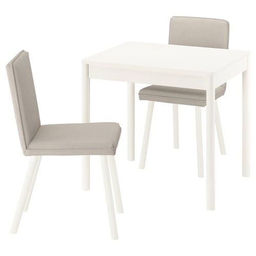TONSTAD / TONSTAD Table and 2 chairs, off-white/Fridtuna light beige, 80/120x70 cm
