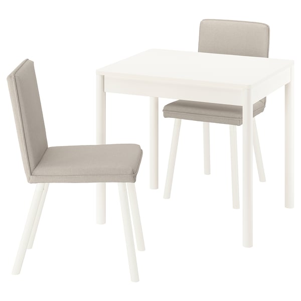 TONSTAD / TONSTAD Table and 2 chairs, off-white/Fridtuna light beige, 80/120x70 cm