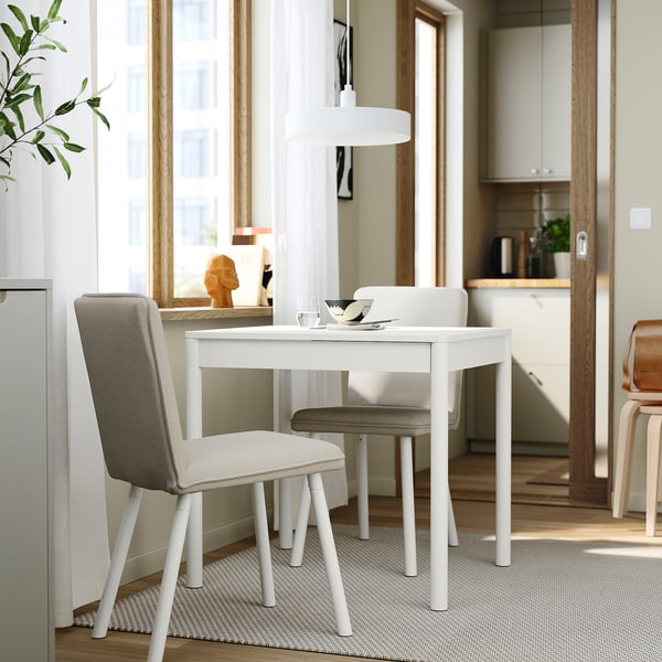 TONSTAD / TONSTAD Table and 2 chairs, off-white/Fridtuna light beige, 80/120x70 cm