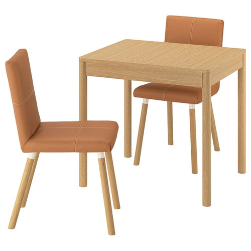 TONSTAD / TONSTAD table and 2 chairs, oak veneer/Bomstad golden brown oak effect, 80/120x70 cm