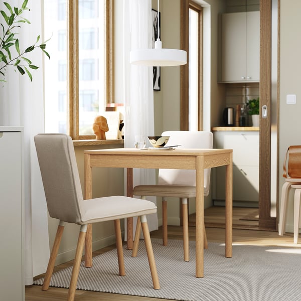 TONSTAD / TONSTAD Table and 2 chairs, light beige oak/Fridtuna effect, 80/120x70 cm