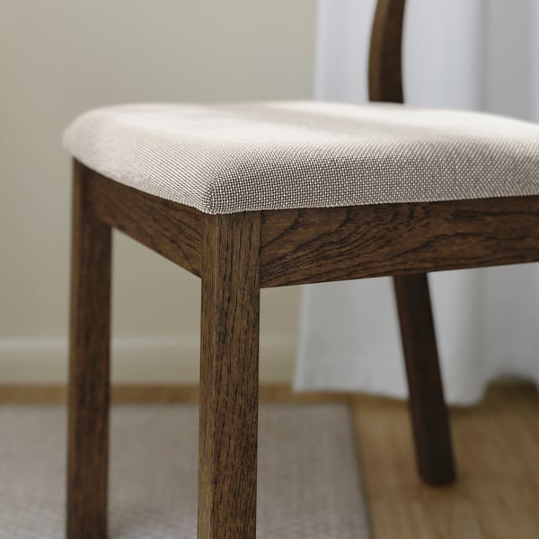 TONSTAD / TONSTAD - Table and 2 chairs, oak effect brown / oak effect brown Fridtuna light beige, 80/120x70 cm - Min. table length: 80 cm Max. table length: 120 cm Table width: 70 cm Table height: 75 cm Chair width: 42 cm Chair depth: 48 cm Chair heigh...