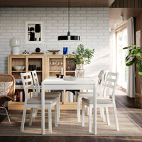 TONSTAD / TONSTAD table and 4 chairs, off-white/off-white Fridtuna light beige, 150x80 cm