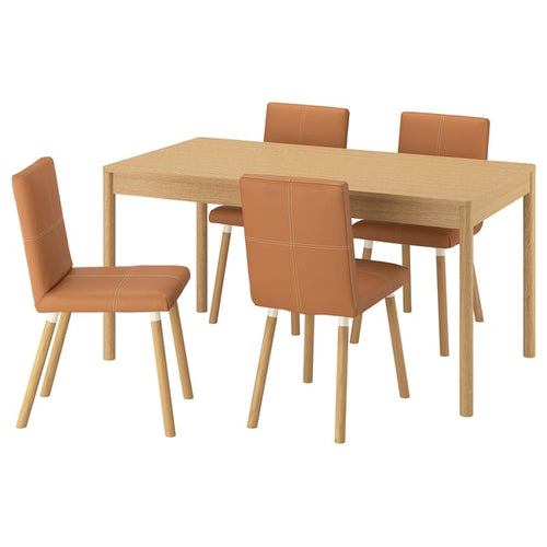 TONSTAD / TONSTAD - Table and 4 chairs, oak effect/Bomstad ochre brown oak effect, 150x80 cm - Table length: 150 cm Table width: 80 cm Table height: 75 cm Chair width: 42 cm Chair depth: 56 cm Chair height: 86 cm.
