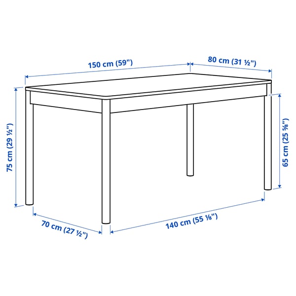 TONSTAD / TONSTAD - Table and 4 chairs, oak effect/oak effect Fridtuna light beige, 150x80 cm - Table length: 150 cm Table width: 80 cm Table height: 75 cm Chair width: 42 cm Chair depth: 48 cm Chair height: 88 cm