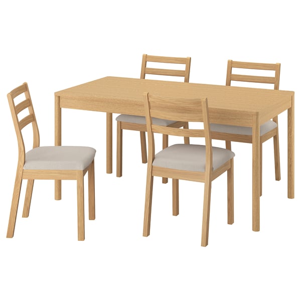TONSTAD / TONSTAD - Table and 4 chairs, oak effect/oak effect Fridtuna light beige, 150x80 cm - Table length: 150 cm Table width: 80 cm Table height: 75 cm Chair width: 42 cm Chair depth: 48 cm Chair height: 88 cm