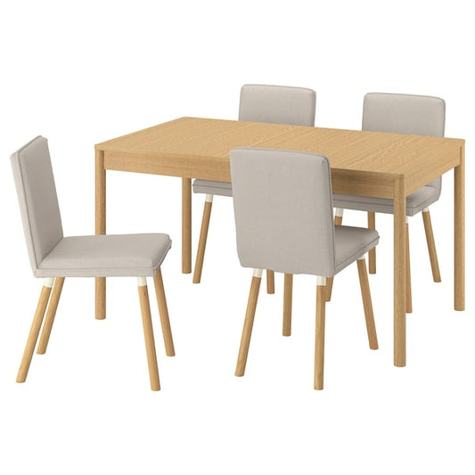 TONSTAD / TONSTAD - Table and 4 chairs, oak effect / Fridtuna light beige oak effect, 140/196x85 cm - Minimum table length: 140 cmMaximum table length: 196 cmTable width: 85 cmTable height: 75 cmChair width: 42 cmChair depth: 56 cmChair height: 86 cm