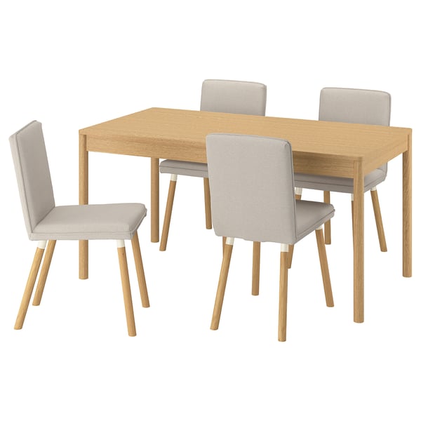 TONSTAD / TONSTAD - Table and 4 chairs, oak effect / light beige Fridtuna oak effect, 150x80 cm - Table length: 150 cm Table width: 80 cm Table height: 75 cm Chair width: 42 cm Chair depth: 56 cm Chair height: 86 cm.
