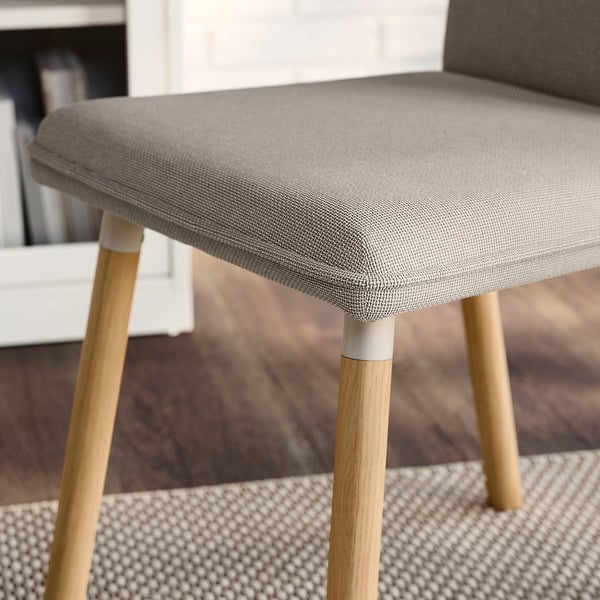 TONSTAD / TONSTAD - Table and 4 chairs, oak effect / light beige Fridtuna oak effect, 150x80 cm - Table length: 150 cm Table width: 80 cm Table height: 75 cm Chair width: 42 cm Chair depth: 56 cm Chair height: 86 cm.