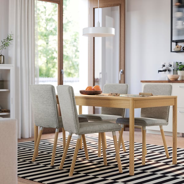 TONSTAD / TONSTAD - Table and 4 chairs, oak effect/Viarp beige/brown oak effect, 150x80 cm - Table length: 150 cm Table width: 80 cm Table height: 75 cm Chair width: 42 cm Chair depth: 56 cm Chair height: 86 cm.