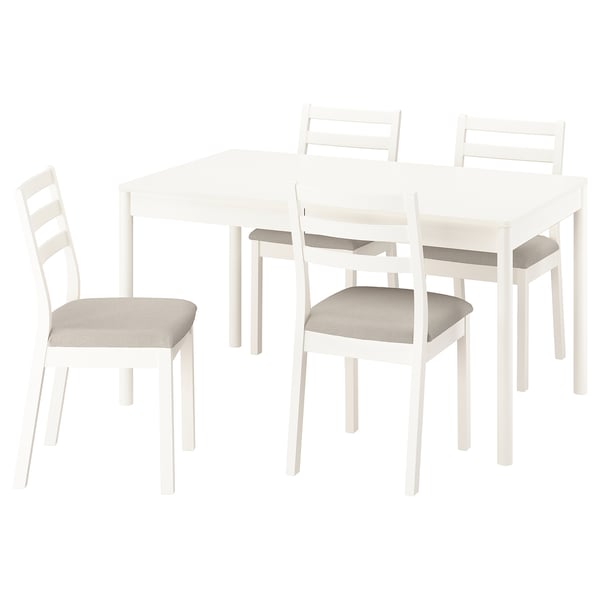 TONSTAD / TONSTAD table and 4 chairs, off-white/off-white Fridtuna light beige, 140/196x85 cm