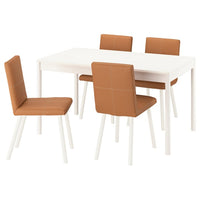 TONSTAD / TONSTAD table and 4 chairs, off-white/Bomstad golden brown off-white, 140/196x85 cm