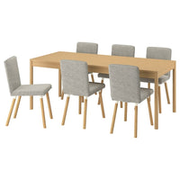 TONSTAD / TONSTAD table and 6 chairs, oak veneer/Viarp beige/brown oak effect, 200x85 cm