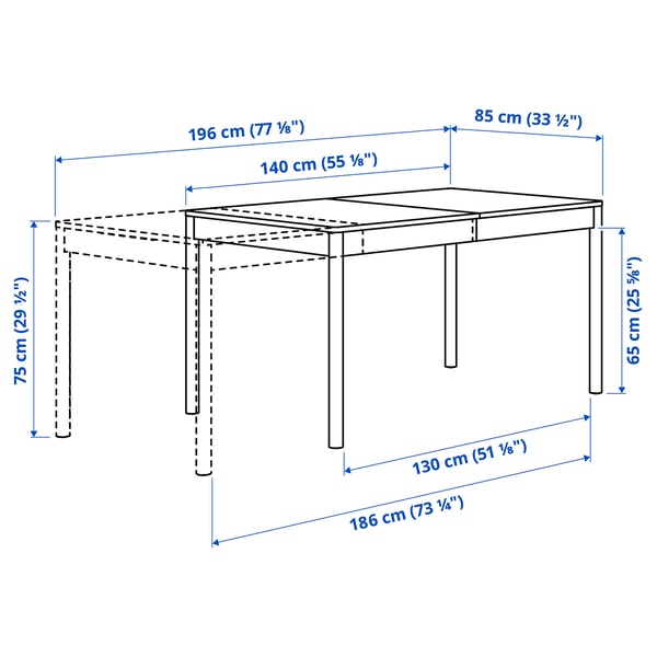 TONSTAD / TOSSBERG Table and 4 chairs, off-white/Gunnared beige white, 140/196x85 cm