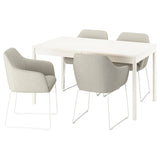 TONSTAD / TOSSBERG table and 4 chairs, off-white/Gunnared beige white, 140/196x85 cm