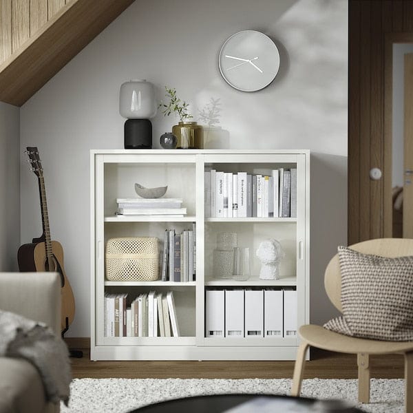 Ikea TONSTAD - Cabinet with sliding glass doors, off-white, 120x37x116 cm
