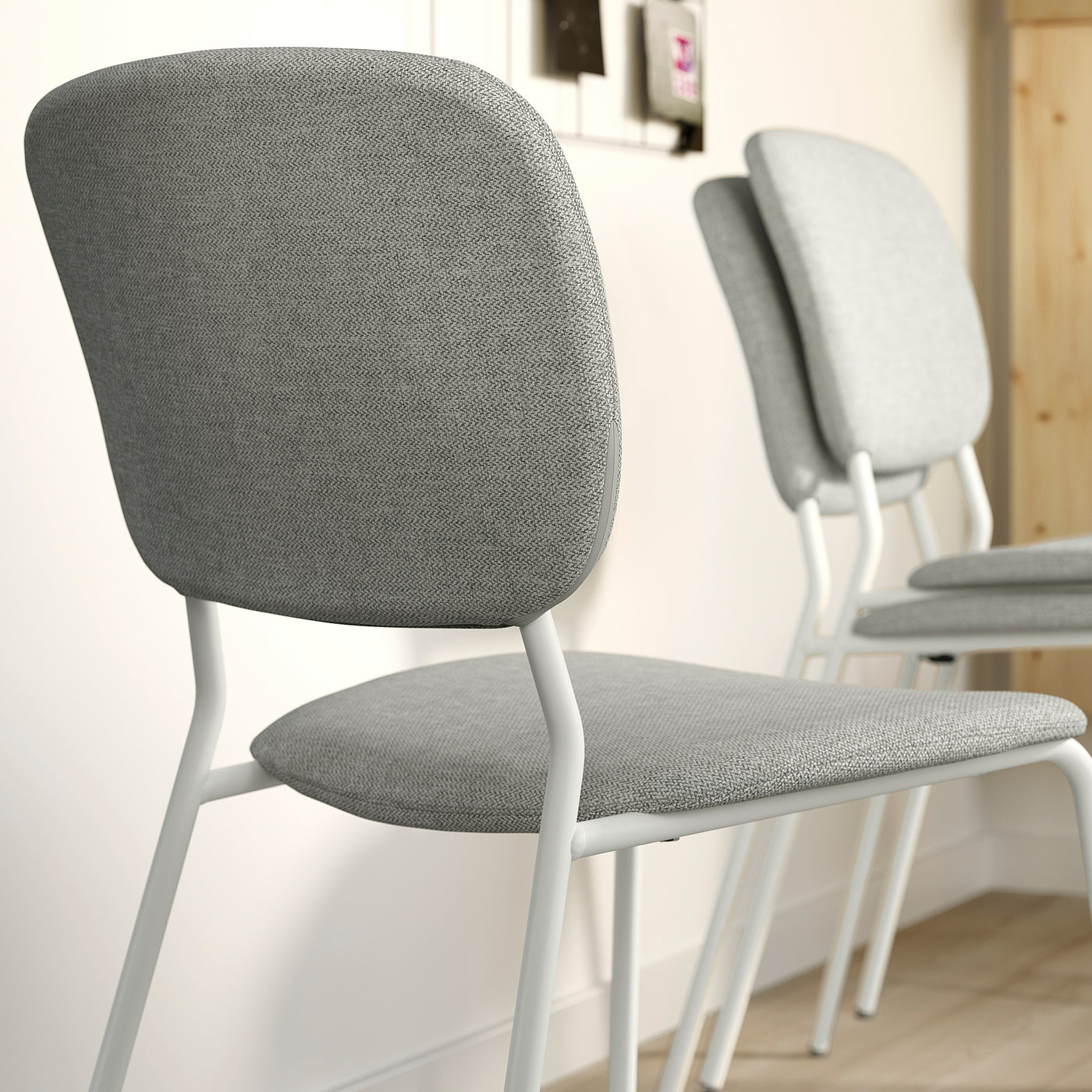 TONSTAD / VIHALS table and 2 chairs, off-white/white Tibbleby beige/grey, 80/120x70 cm