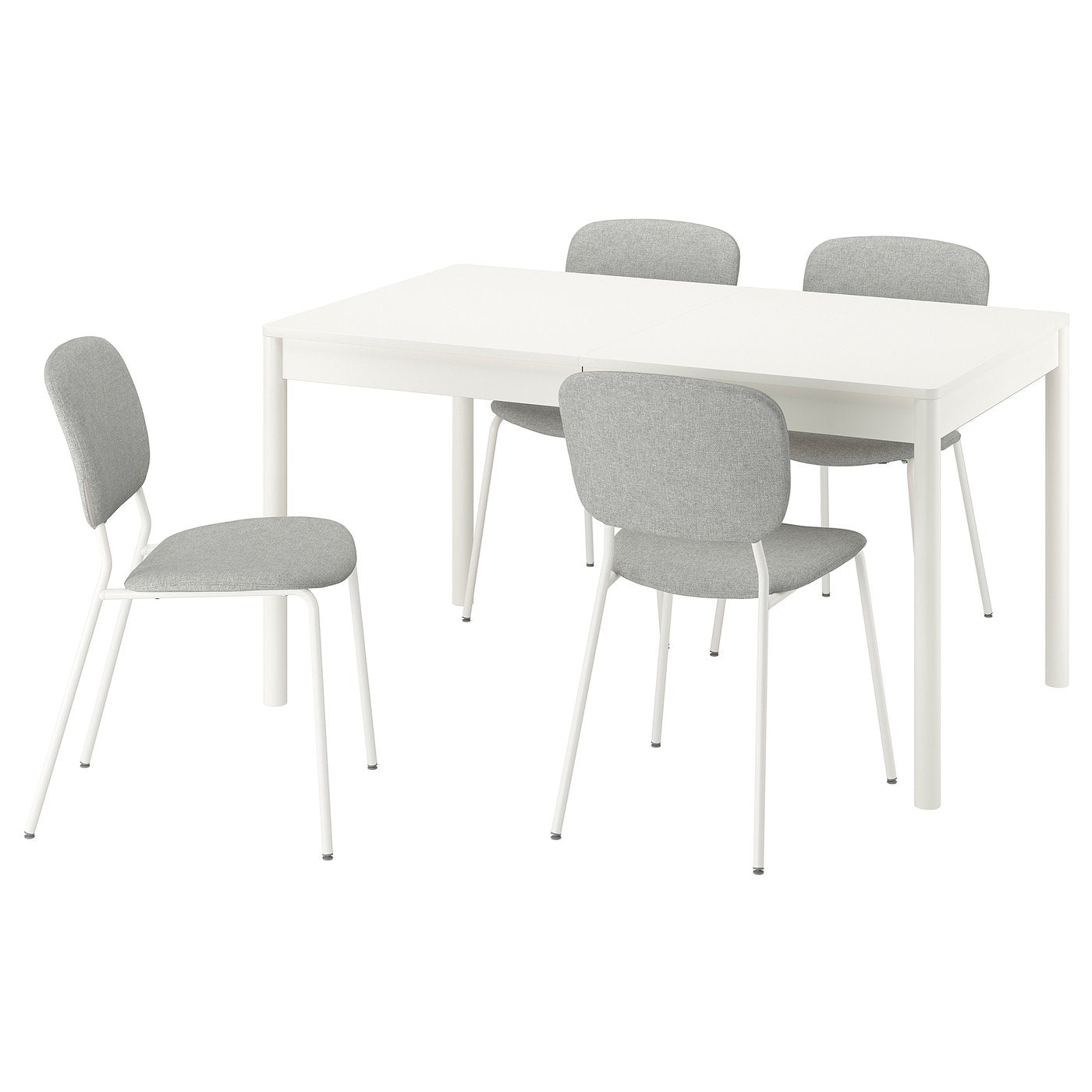 TONSTAD / VIHALS table and 4 chairs, off-white/white Tibbleby beige/grey, 140/196x85 cm