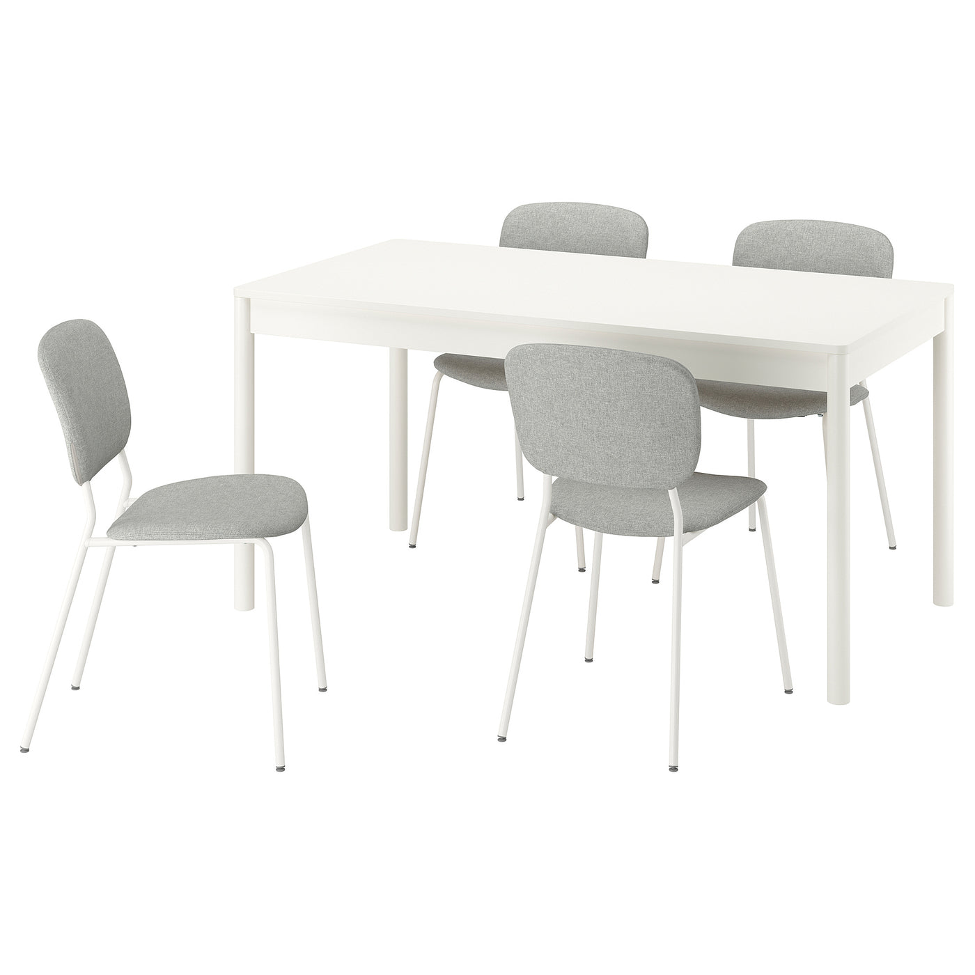 TONSTAD / VIHALS table and 4 chairs, off-white/white Tibbleby beige/grey, 150x80 cm