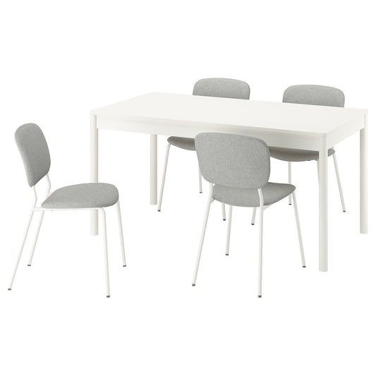 TONSTAD / VIHALS table and 4 chairs, off-white/white Tibbleby beige/grey, 150x80 cm