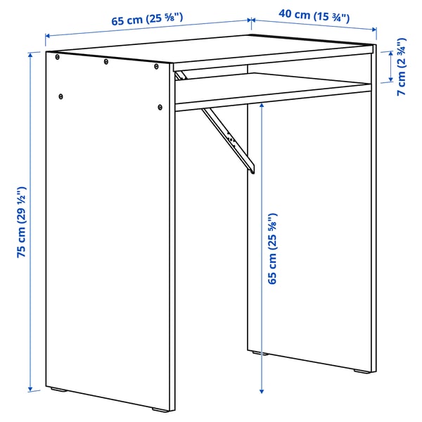 TORALD desk, white, 65x40 cm