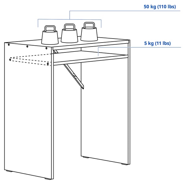 TORALD desk, white, 65x40 cm