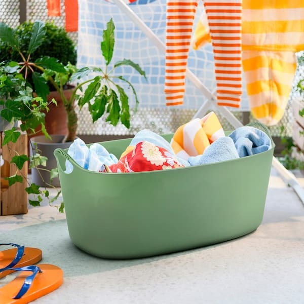 Ikea TORKIS - Flexi laundry basket, in-/outdoor, green, 35 l
