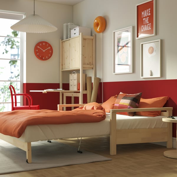 TORNSBORG 2-seat sofa-bed, Naggen beige/pine, 154x82x95 cm
