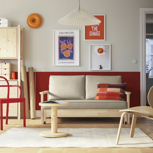 TORNSBORG 2-seat sofa-bed, Naggen beige/pine, 154x82x95 cm
