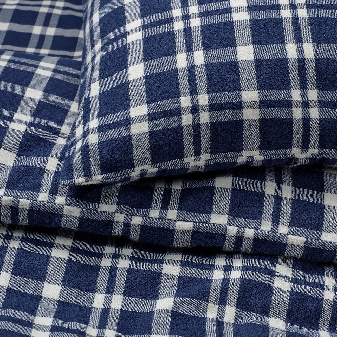 TORNTUSS duvet cover and 2 pillowcases, dark blue/check, 240x220/50x80 cm