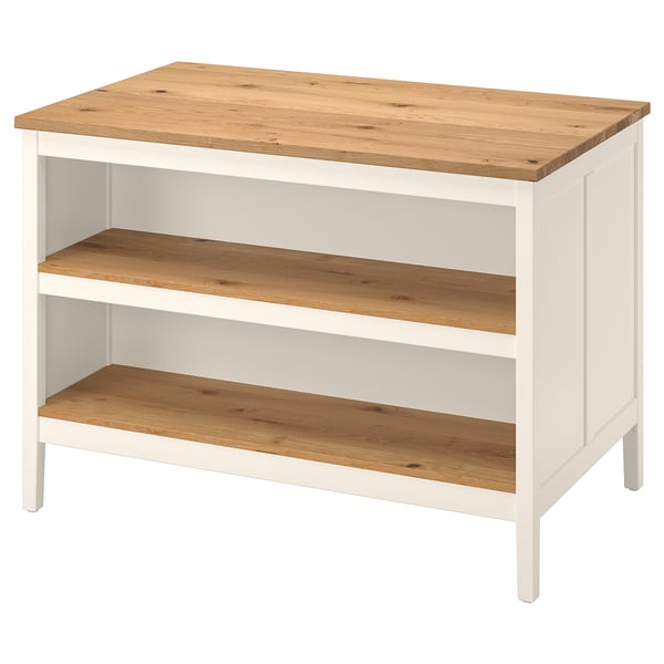 TORNVIKEN kitchen island, off-white/oak, 126x77 cm