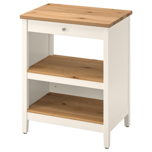 TORNVIKEN kitchen island, off-white/oak, 72x52 cm