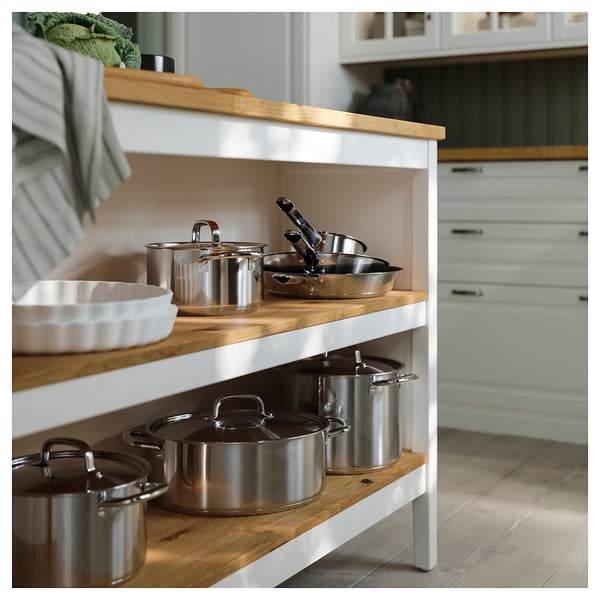 TORNVIKEN kitchen island, off-white/oak, 126x77 cm