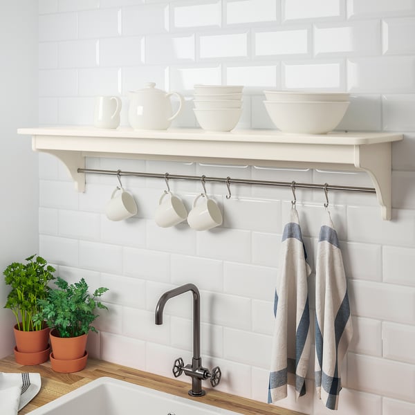 TORNVIKEN wall shelf, off-white, 120 cm